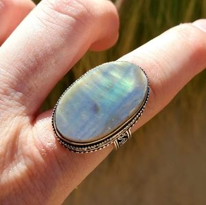 New Oversized Pearl 925 Silver Statement Ring.